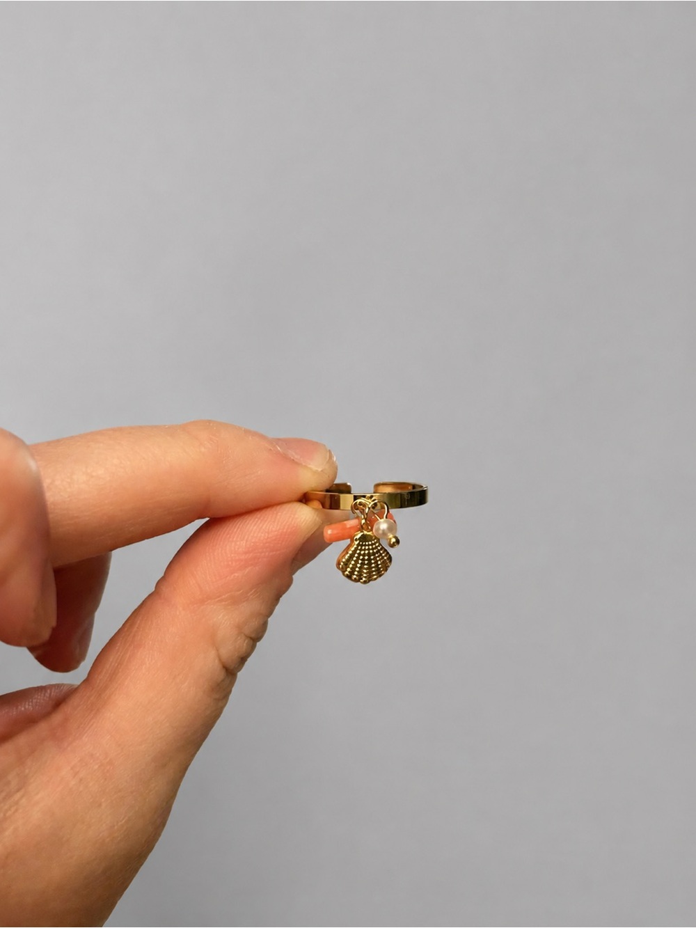 Gold 18k Gold Filled Beach Charm Ring – Adjustable + Tarnish Resistant